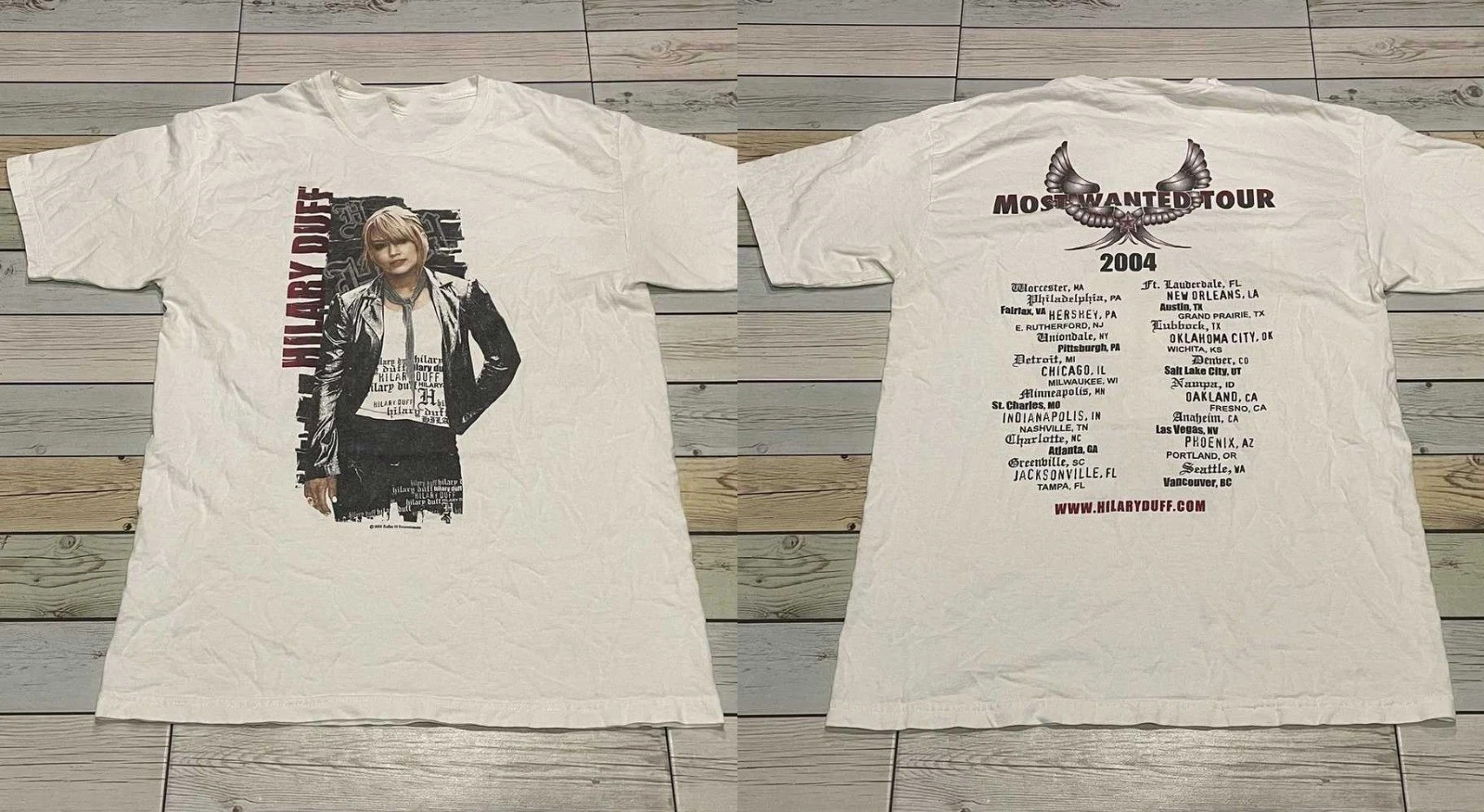 VTG 2004 Hilary Duff Most Wanted Tour 2 Sides White S to 4XL Shirt