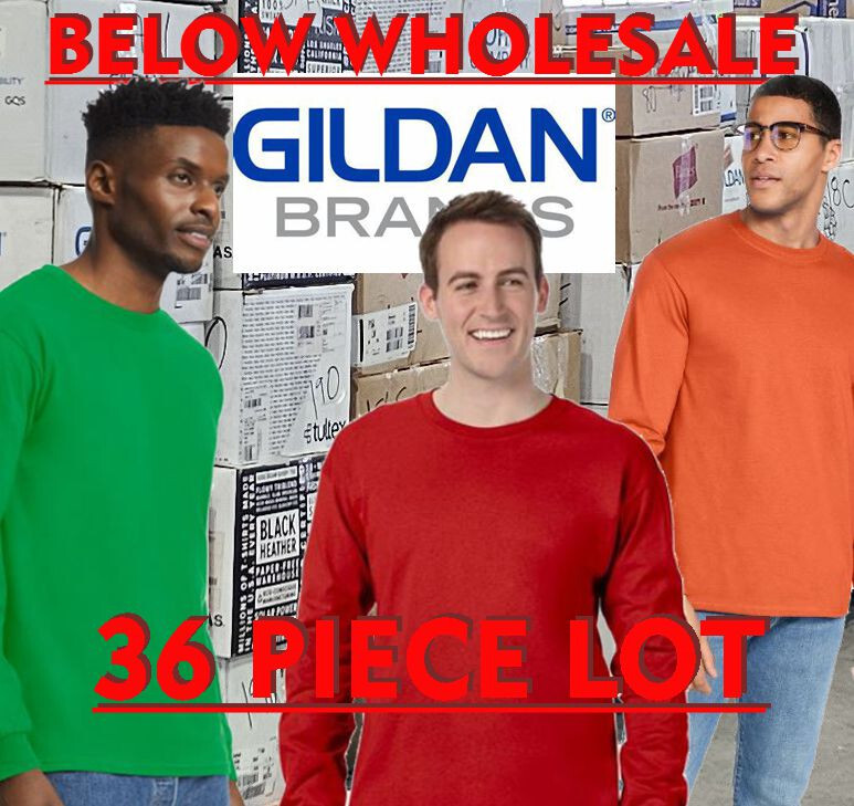 Below WHOLESALE Blank long sleeve T-Shirt – 36 4xl GILDAN 2400 Bulk Lot