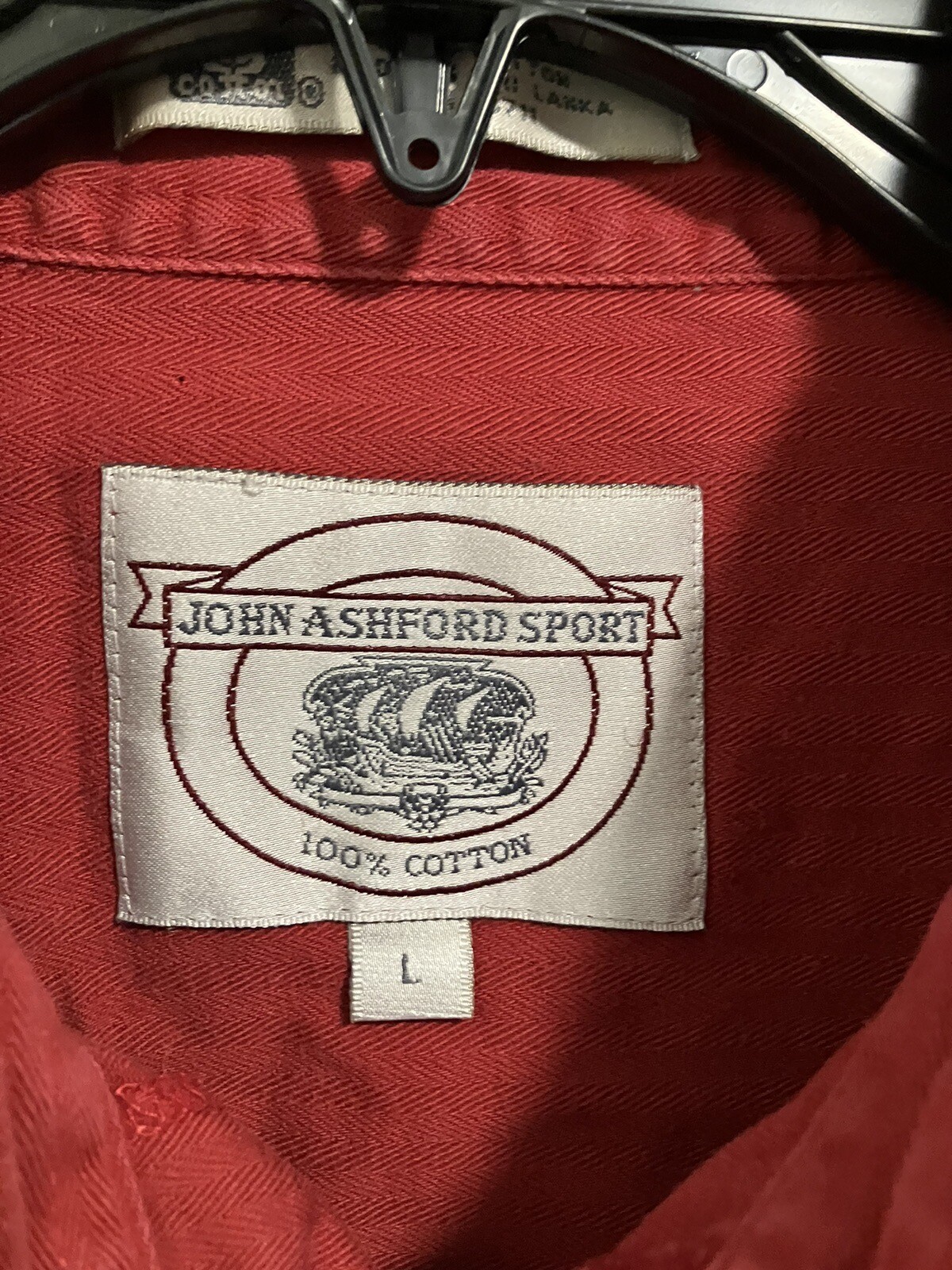 Vintage 90’s Hipster Red Shirt John Asheford Sports Large 💯% Cotton *Read Descr