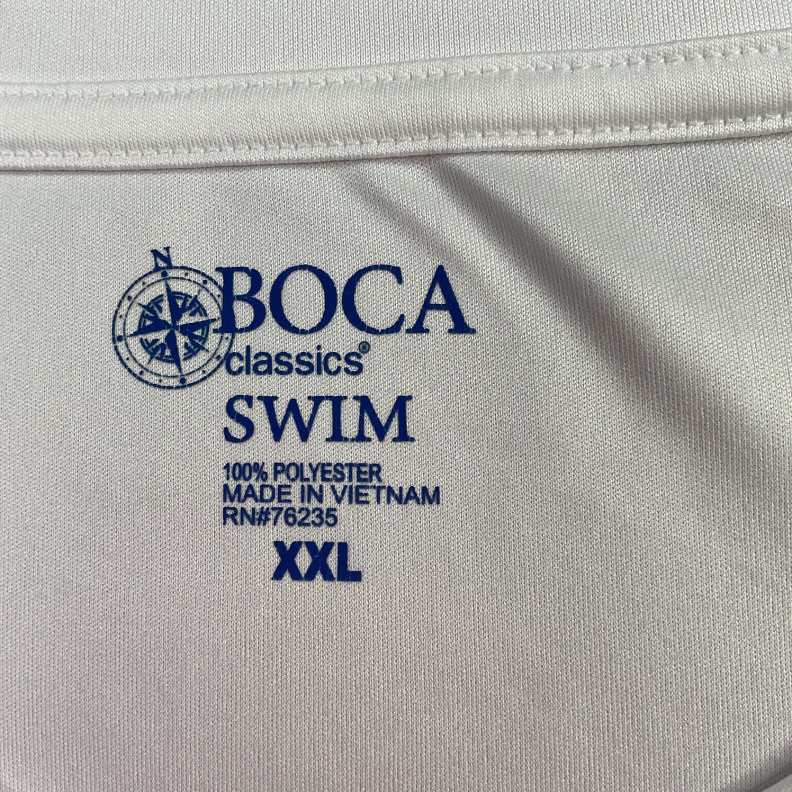 BOCA Classics Long Sleeve XXL Rash Guard Quick Dry Swim Shirt White Gray Blue
