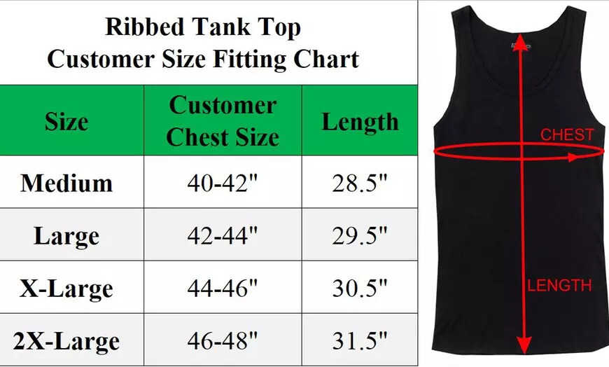Men’s Heavyweight Combed Cotton Ribbed Tank Top TAGLESS (S-2X) NWT FREE SHIPPING