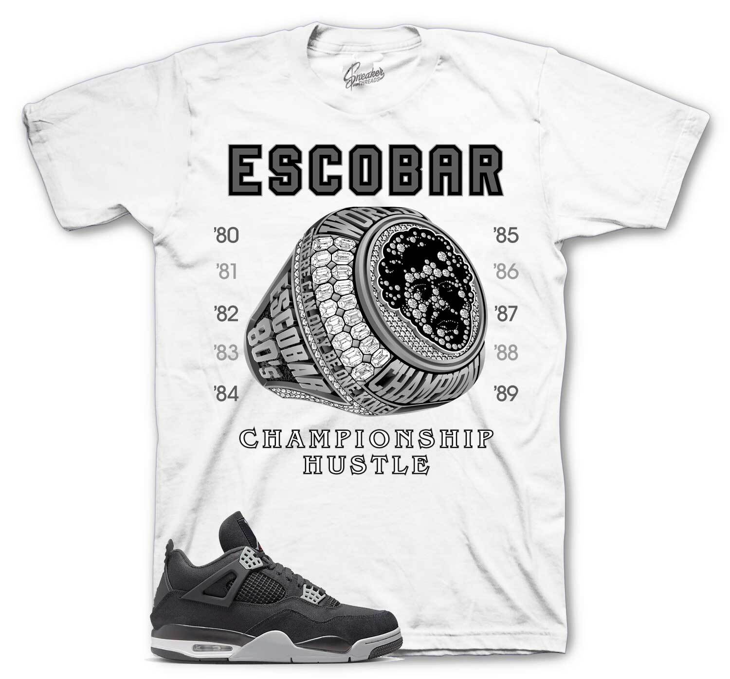 Shirt To Match Jordan 4 Black Canvas Light steel Shoes – Champ Hustle Tee