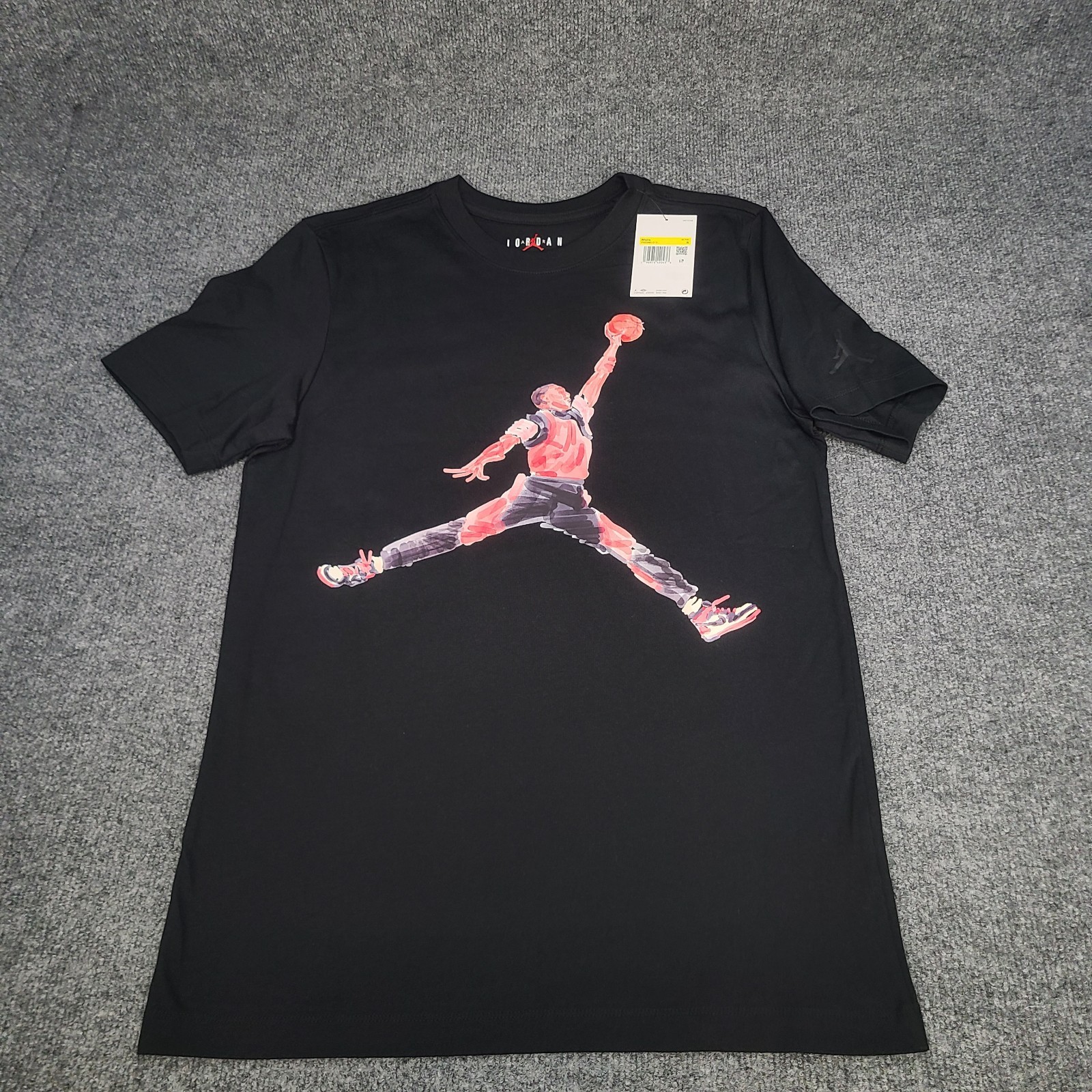 Jordan Shirt Mens Small Black Red Jumpman Watercolor Graphic Nike Air Cotton Tee