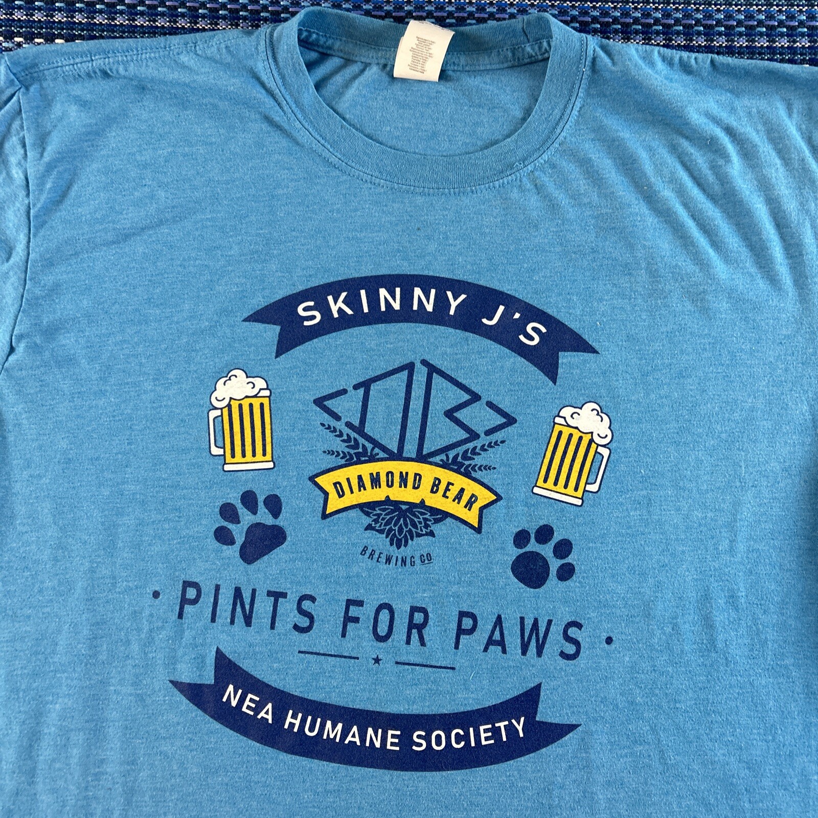 Diamond Bear Skinny J’s Shirt Mens XL Blue Pints For Paws Arkansas Beer #7183