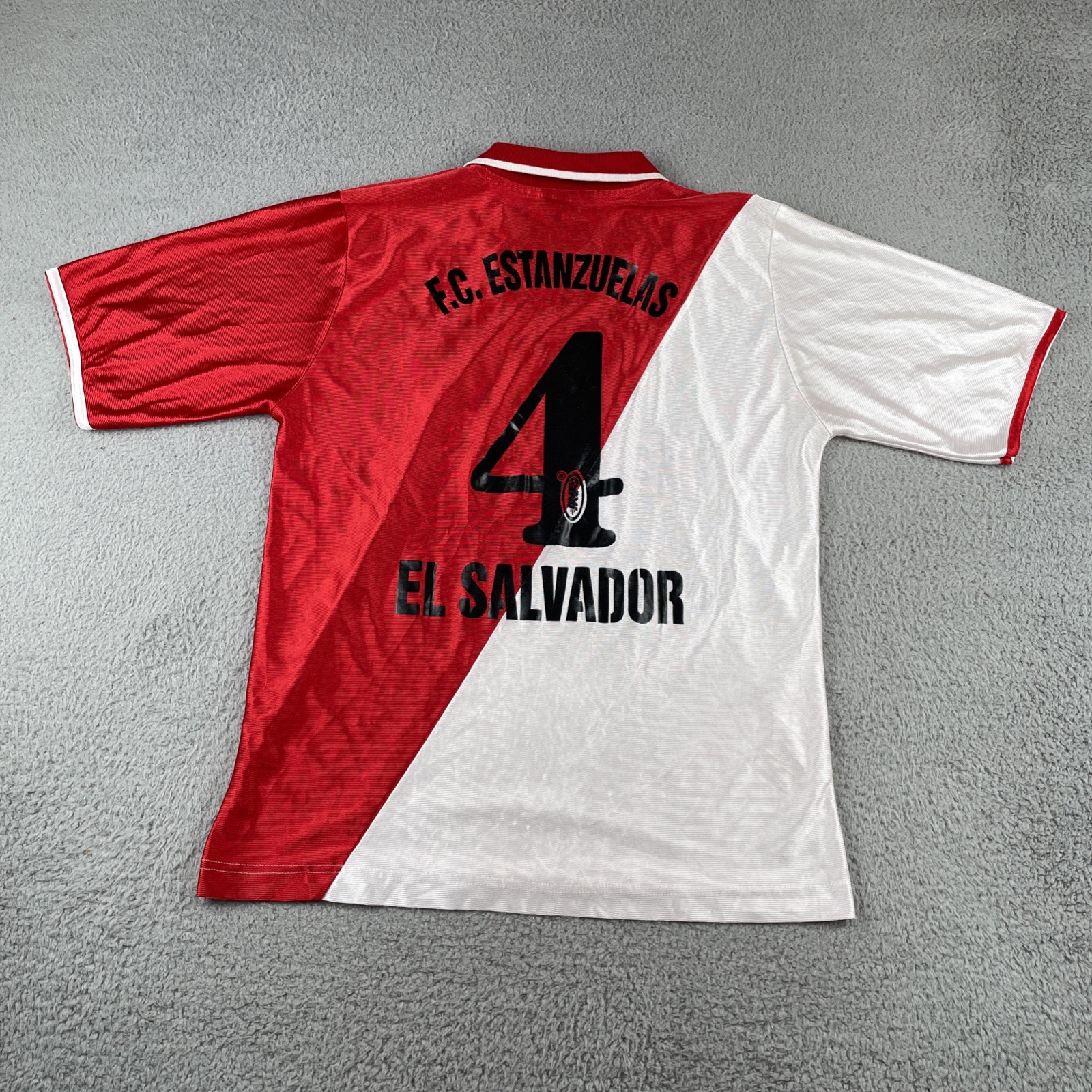 Vintage F.C. Estanzuelas Futbol Club El Salvador XL Red Jersey #4 ASM Fed-com