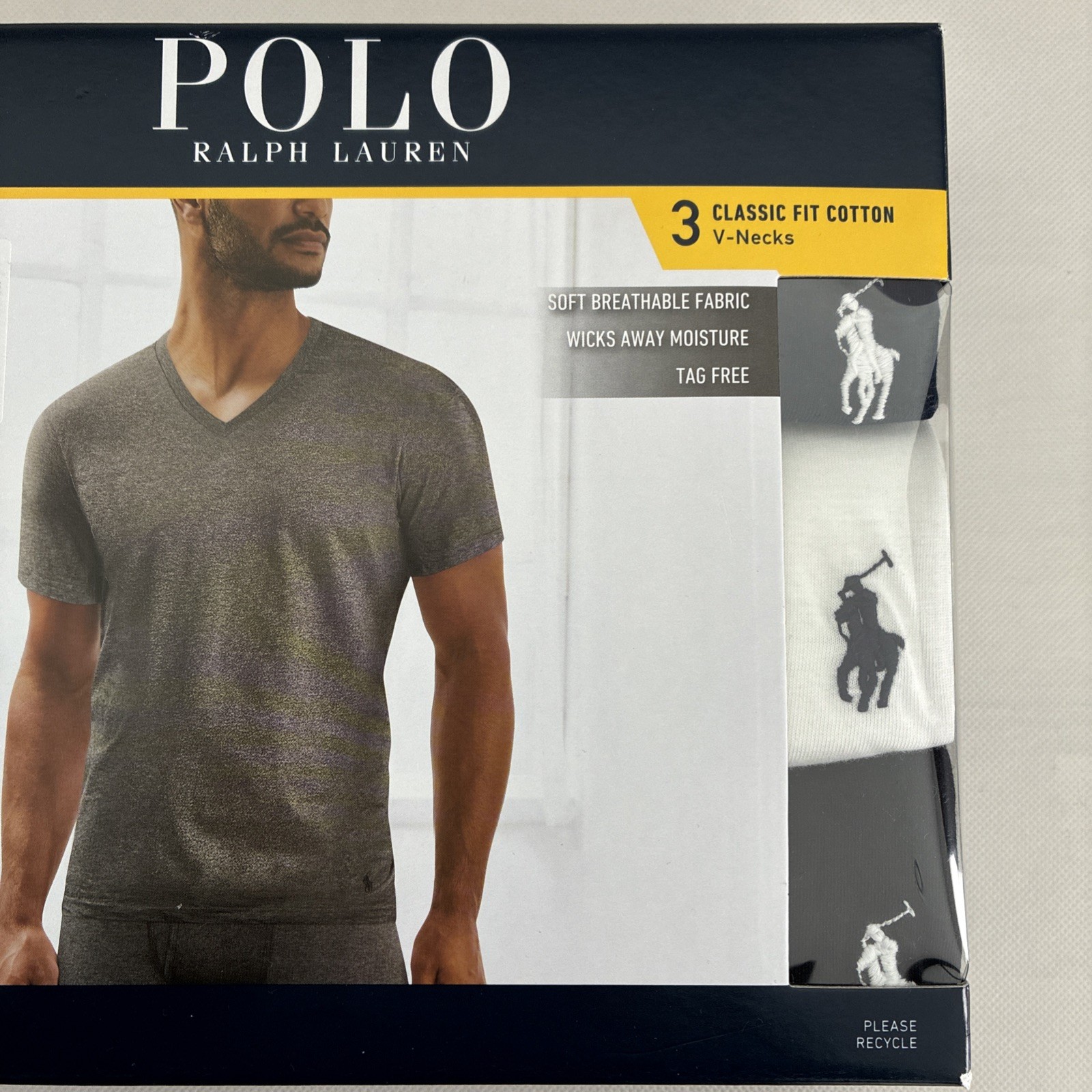 New Polo Ralph Lauren 3 Stretch Classic Fit V-Necks White Black Navy XL $49.50