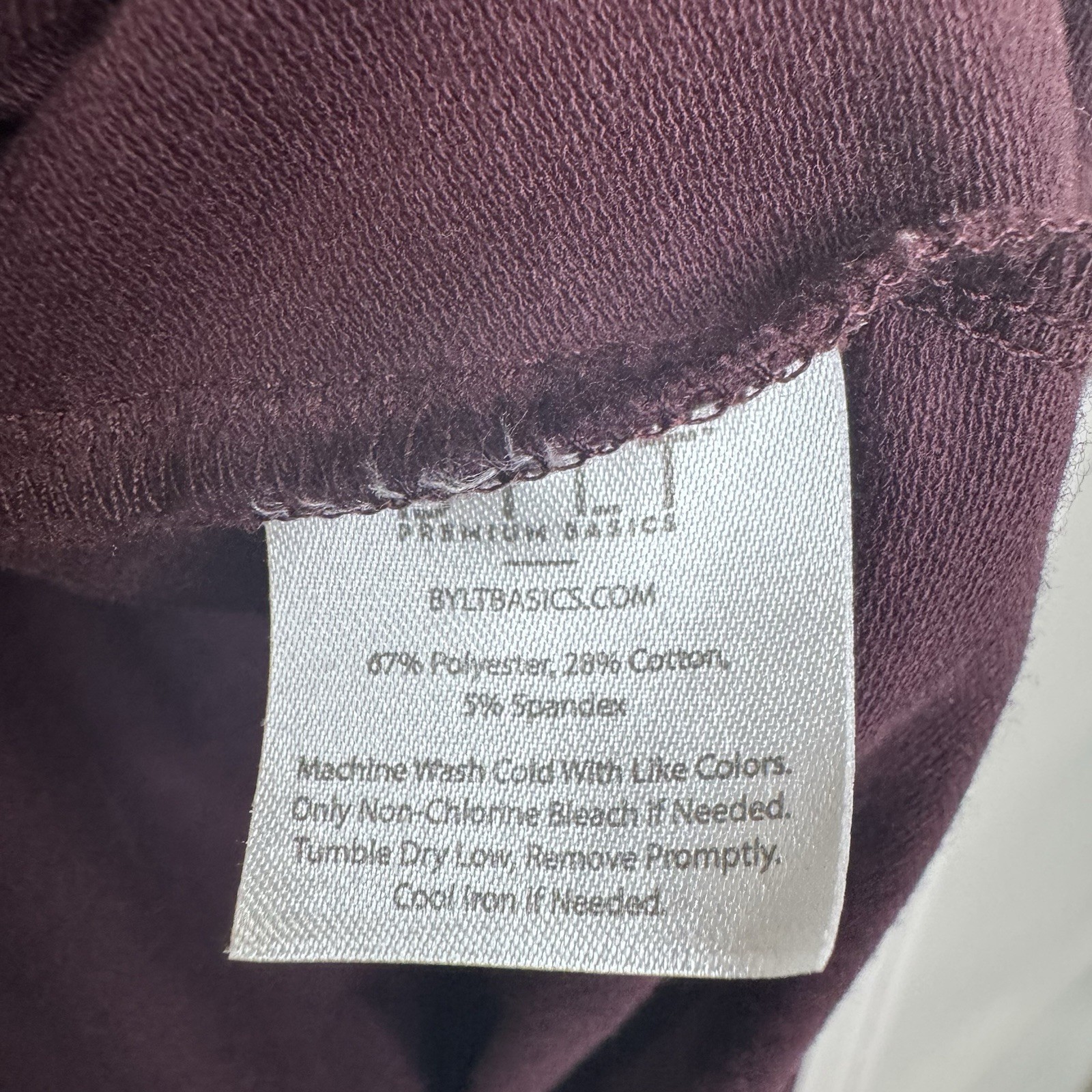 BYLT Premium Basics Drop Cut Hooded Long Sleeve Mens L Burgundy Stretch Tee