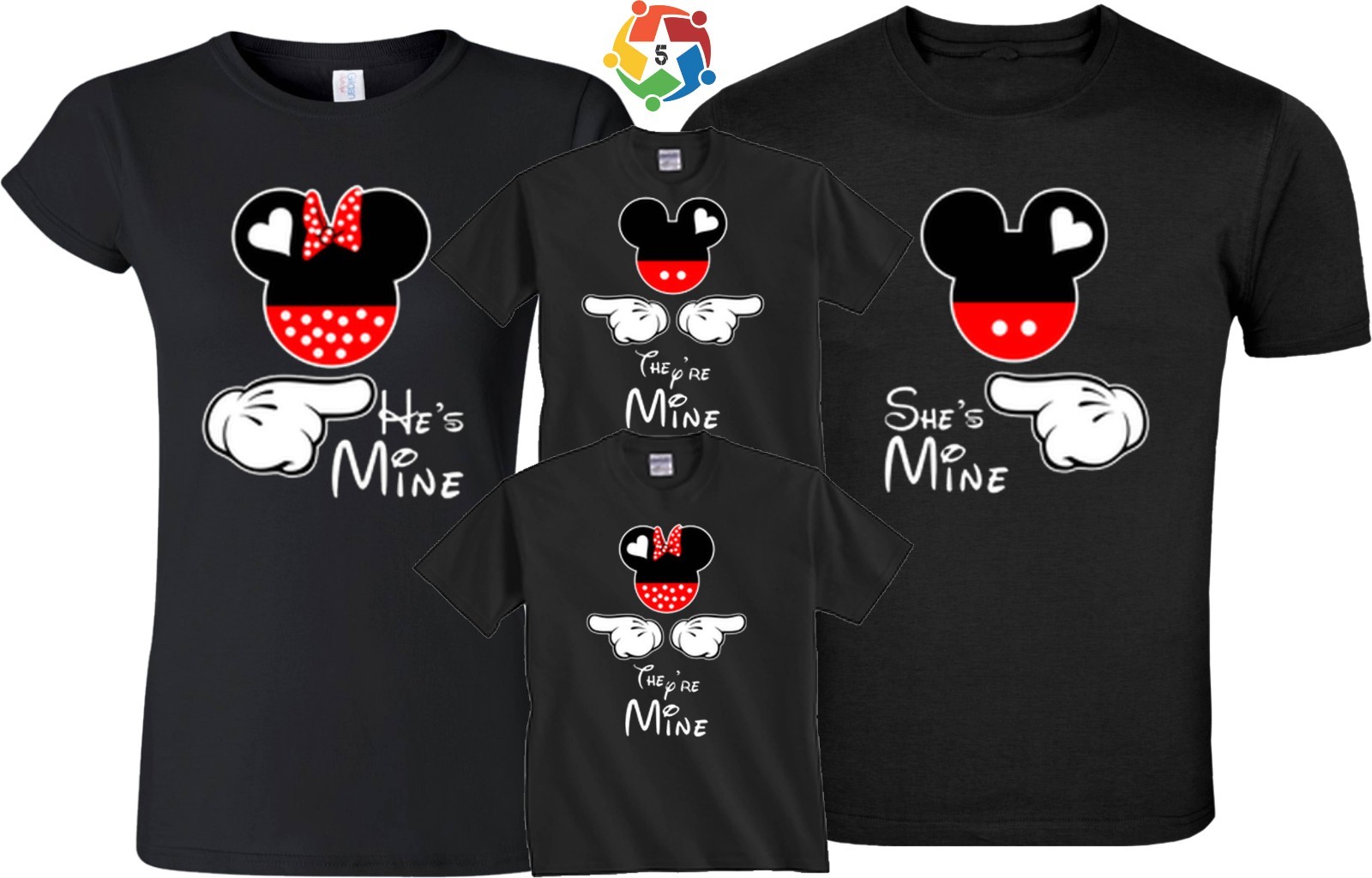 He’s Mine She’s Mine Mickey and Minnie Couple matching funny cute TShirts