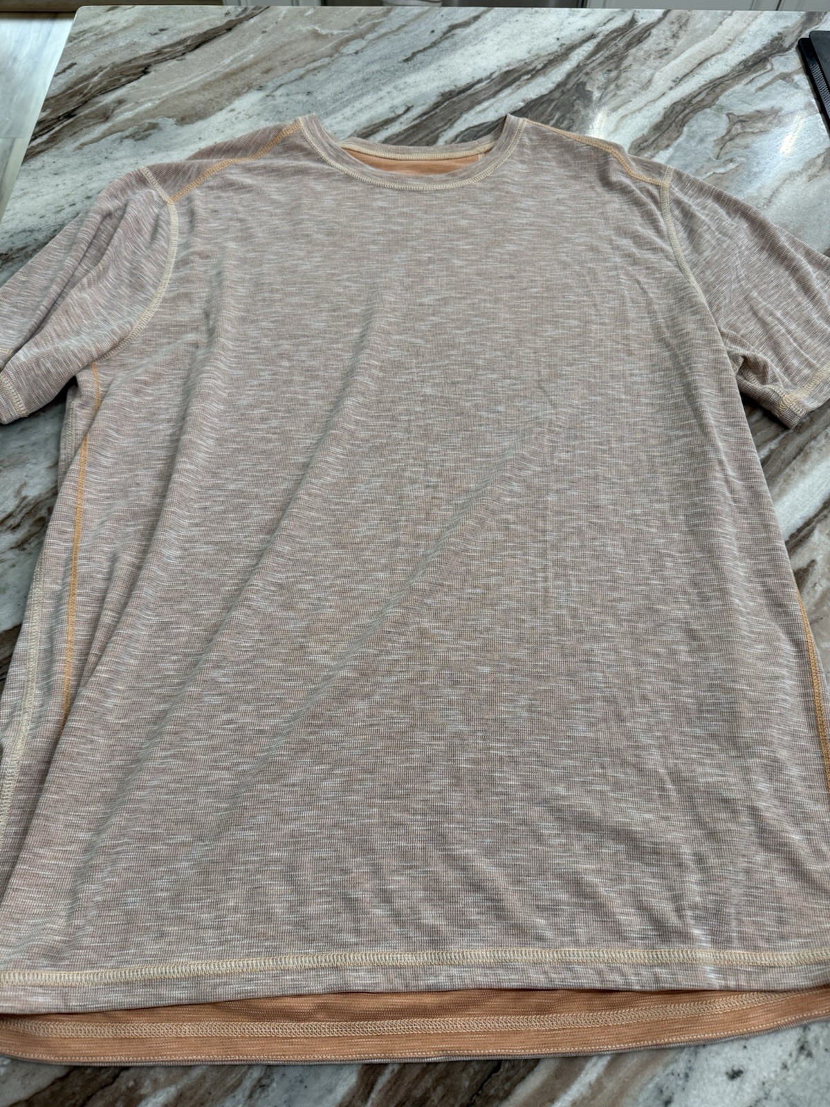 Tommy Bahama Men’s Beige Short Sleeve Crew Neck Cotton Knit Logo T-Shirt L