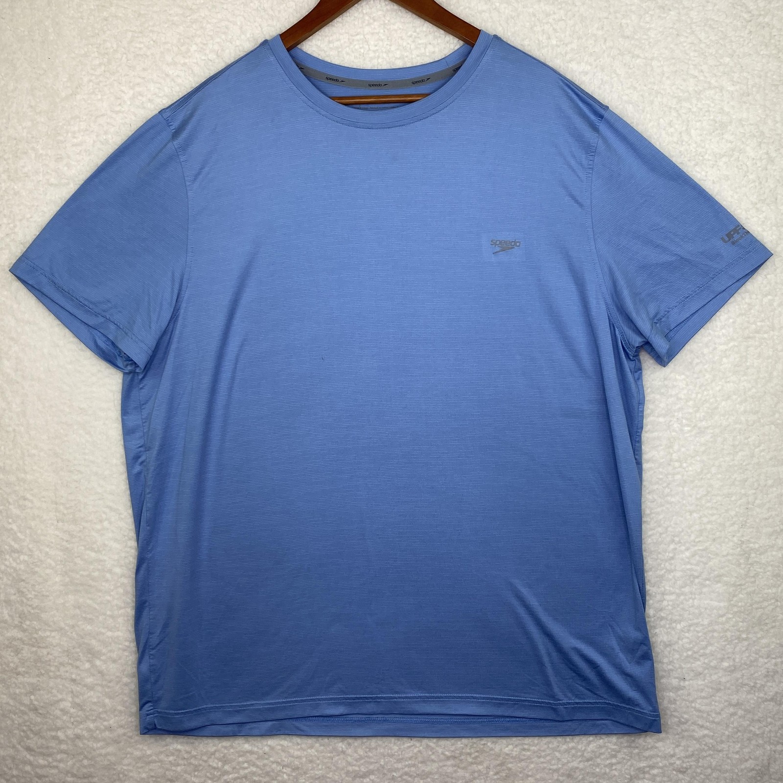 Speedo Shirt Mens 2XL Blue Tagless UV Protection Crew Neck Polyester Spandex