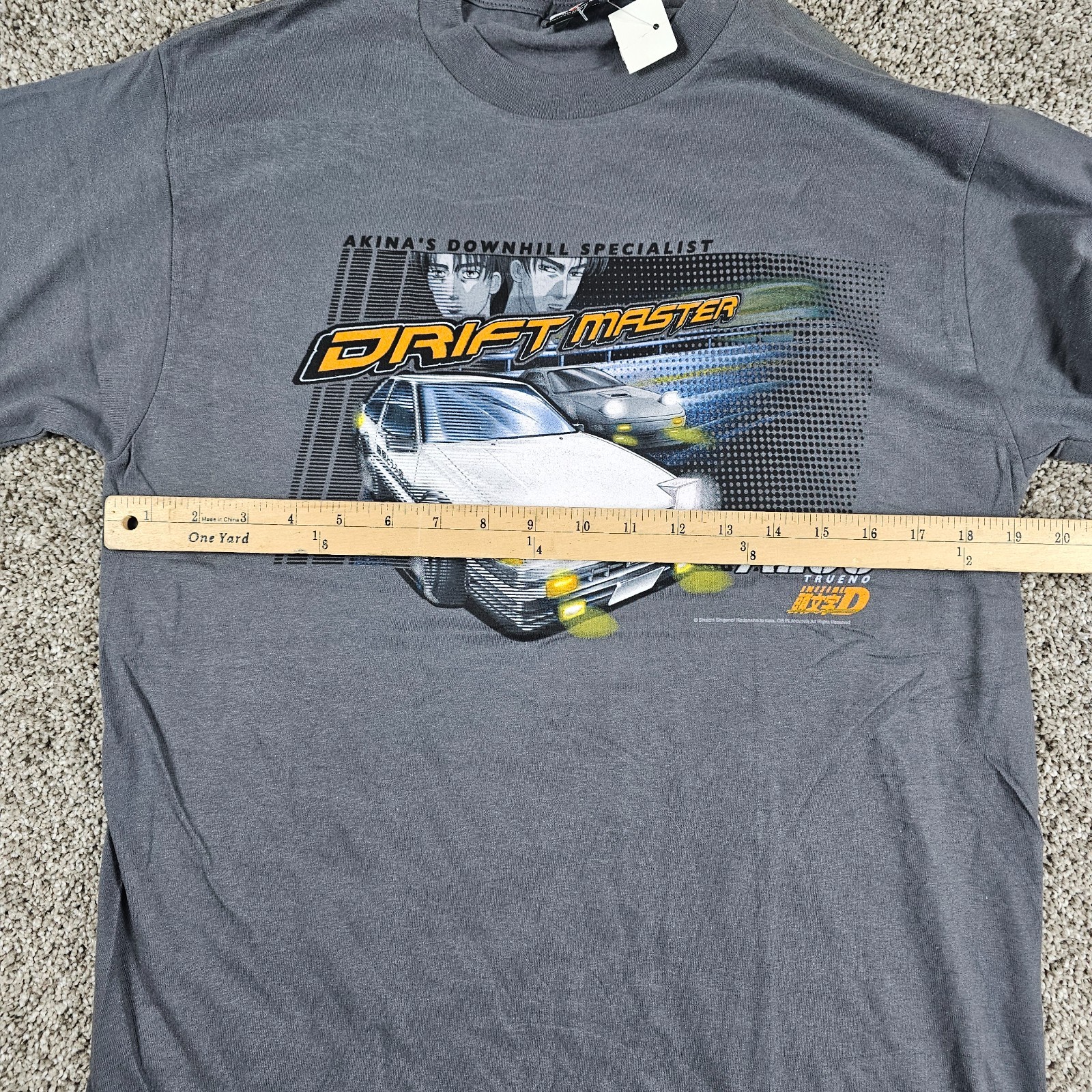 Vintage Initial D Shirt Mens Medium Gray Y2K Anime ODM Drift Toyota AE36 Trueno