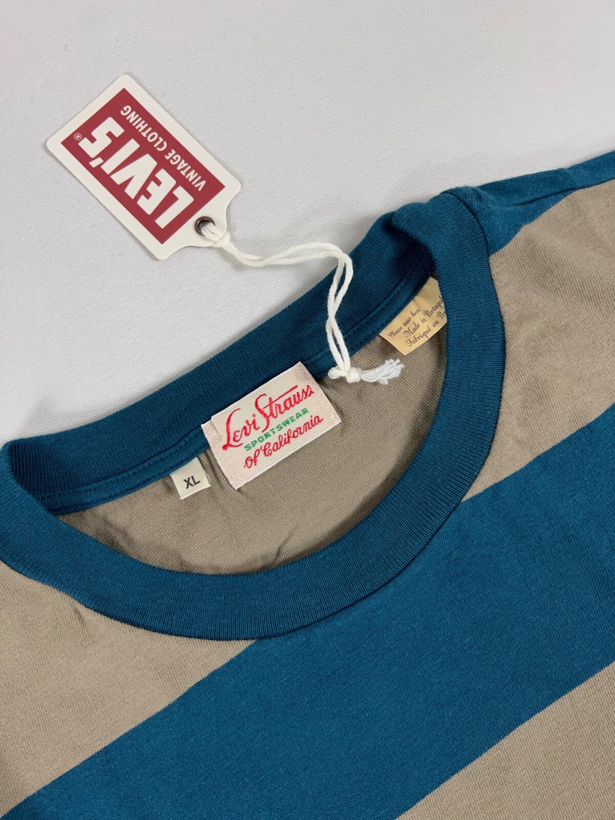 LEVIS VINTAGE CLOTHING LVC 1940’S SPLIT HEM T-SHIRT STRIPE BLUE/GRAY XL NWT