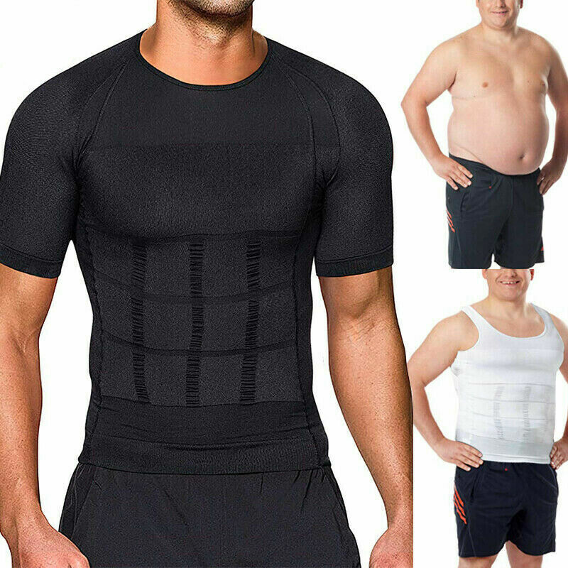 Men’s Fashion Compression T-Shirt Body Shaper Crew Neck Muscle Workout Tank Top