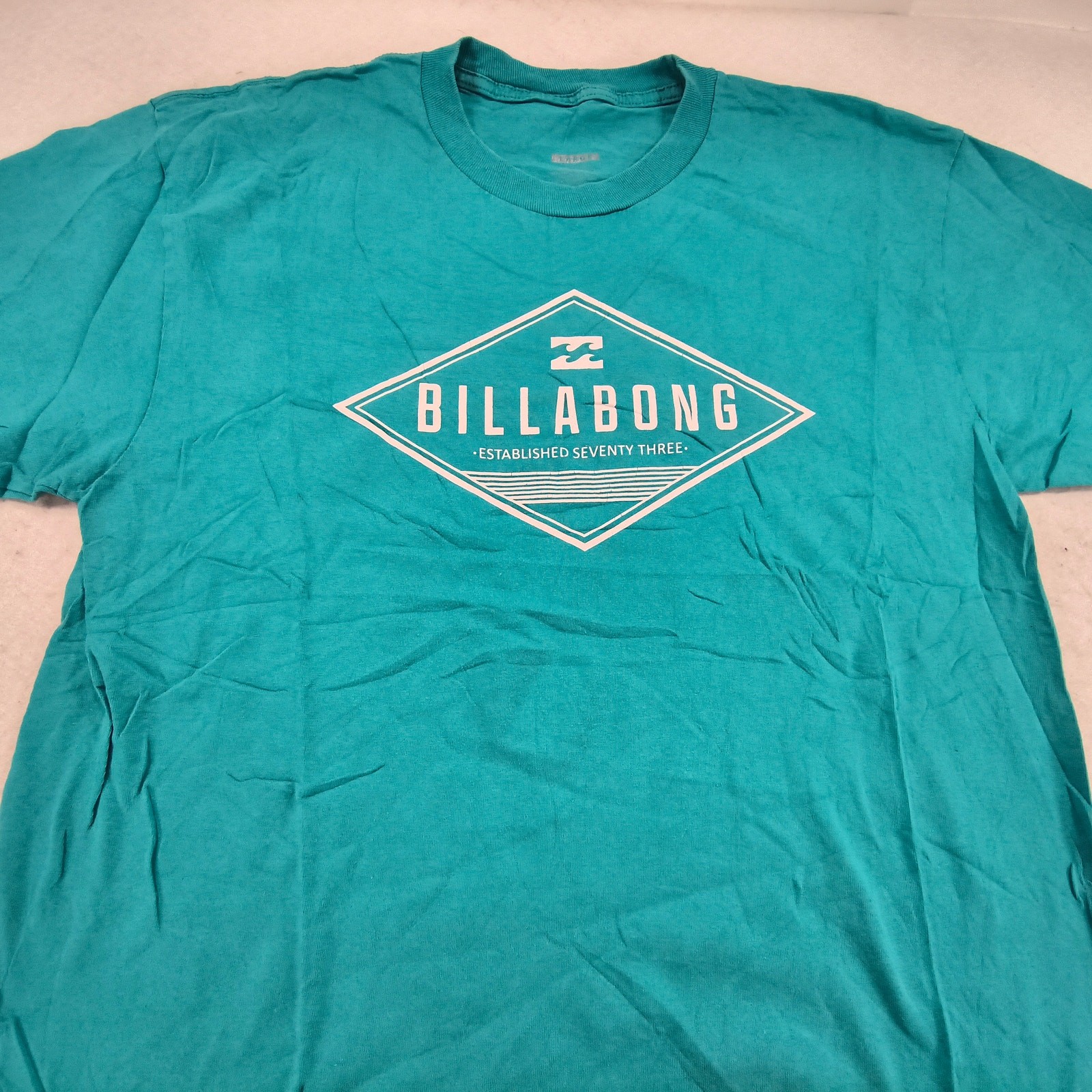 Billabong Casual Crew Neck Short Sleeve Graphic T Shirt Mens Size Large L Blue