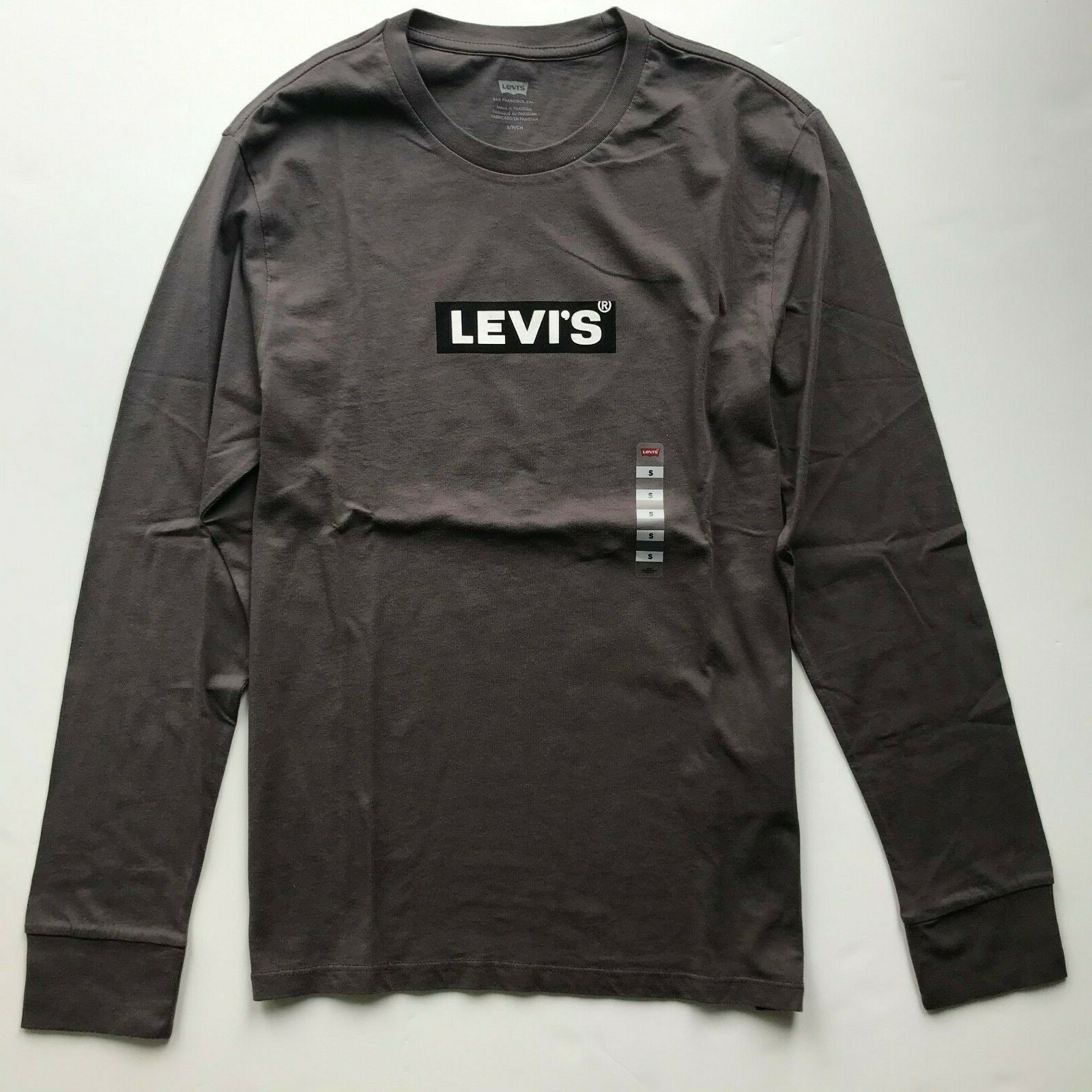 NWT Levis Men’s Graphic Crew Neck Cotton Long Sleeve Tee T-Shirt XS S M L XL XXL