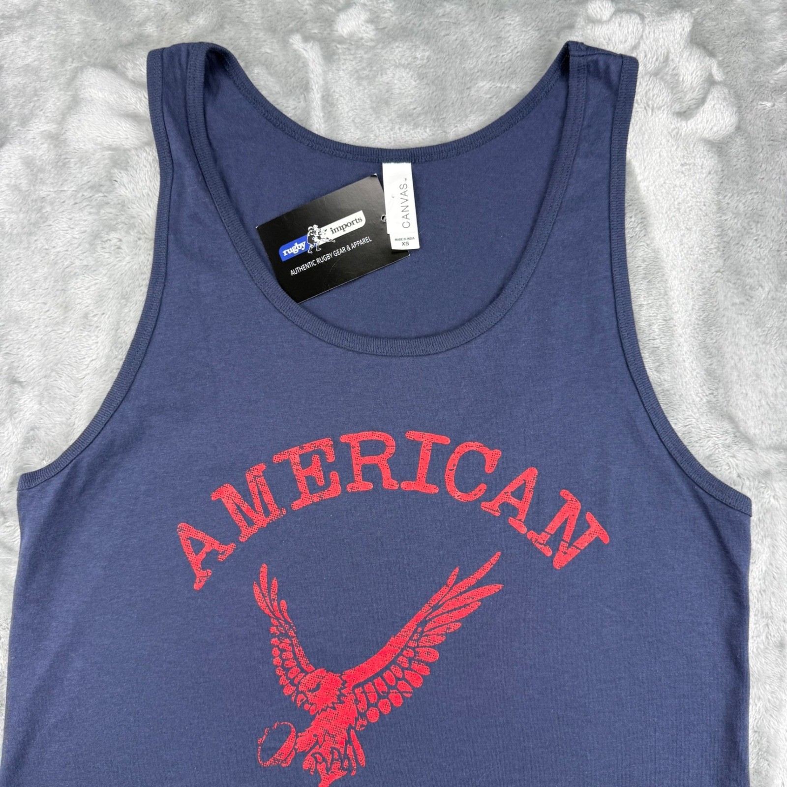 Rugby Imports American Rugby Tank Top Navy Blue Red Graphic XS 100% COTTON