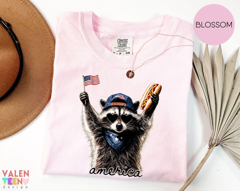 Comfort Colors Feral Raccoon Shirt Patriotic USA Funny 4th of July Tee