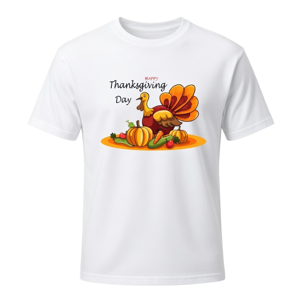 Happy Thanksgiving Turkey Pumpkin Harvest Fall Graphic Tee