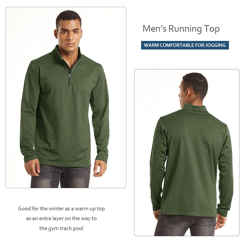 Men’s 1/4 Zip Pullover Sweater Lightweight Long Sleeve Gym Workout Outdoor Shirt