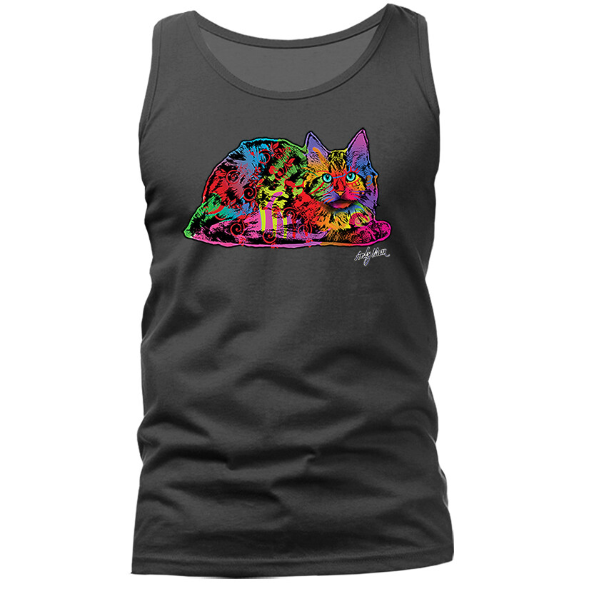 Colorful Neon Rainbow Pop Art Cat Tank Top