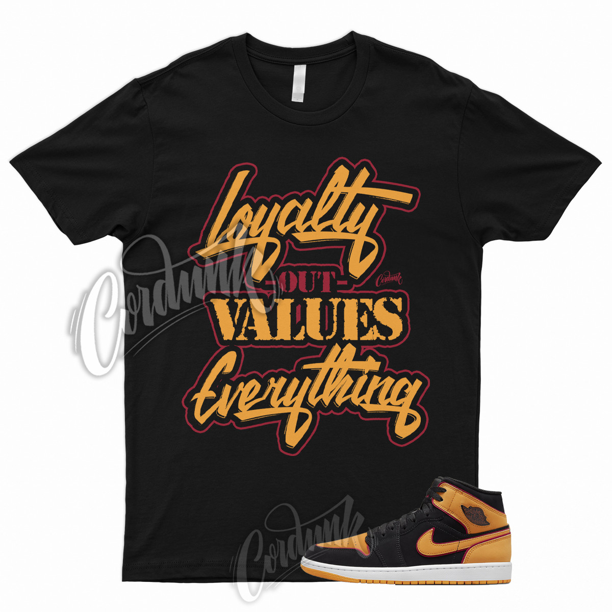 LYLTY T Shirt to Match 1 Mid Fat Tongue Black SE Vivid Orange Cardinal Red Kids
