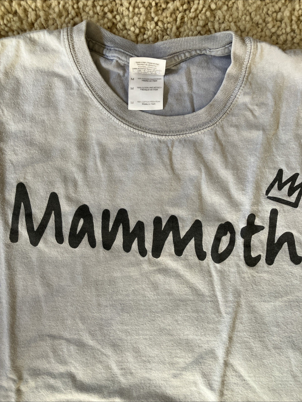 Men’s Mammoth Mountain T-Shirt Size M 100% Cotton Light Gray