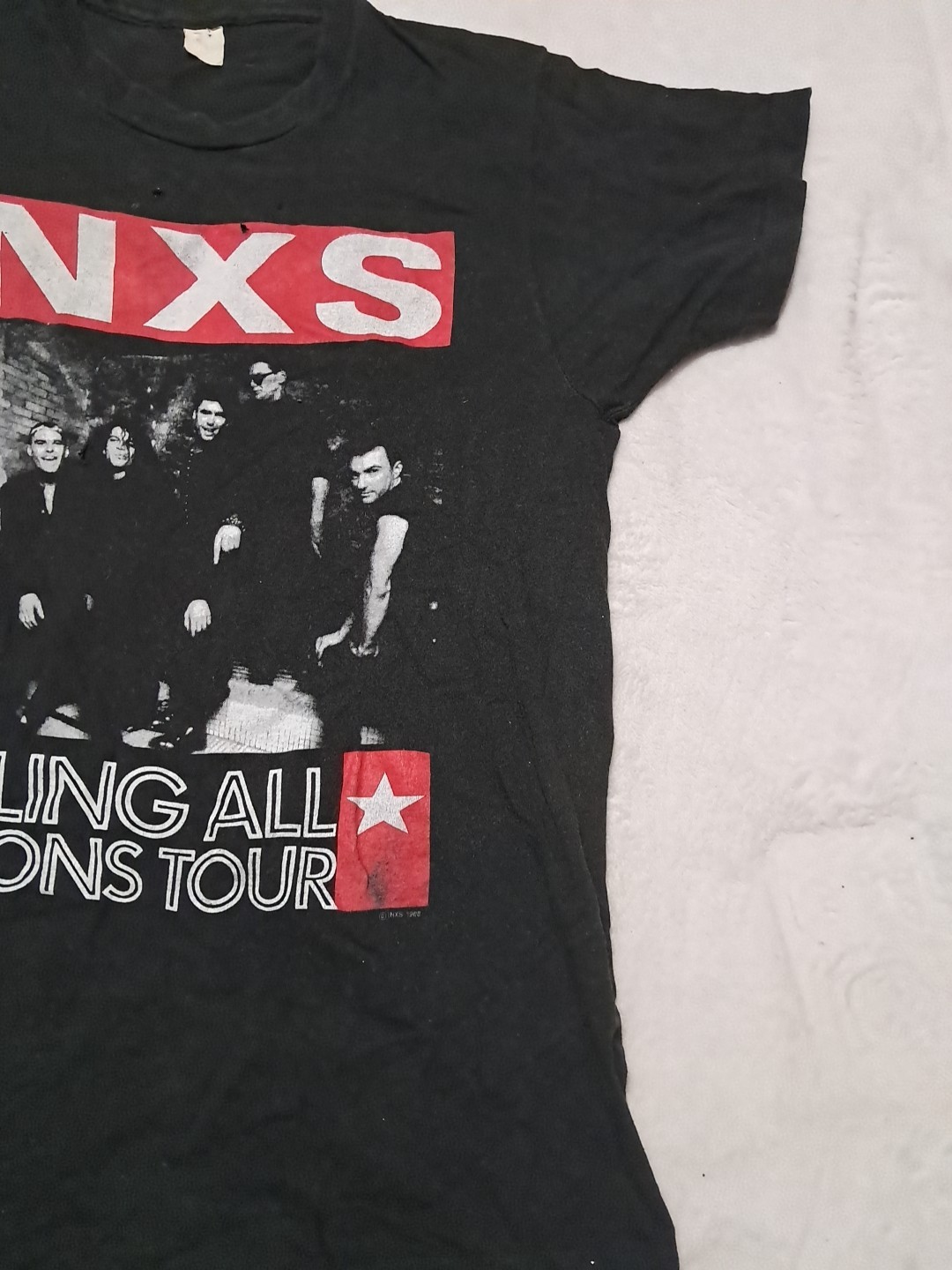 Vintage 80s INXS Calling All Nations Tour Band Shirt USA Adult M? RARE See Pics
