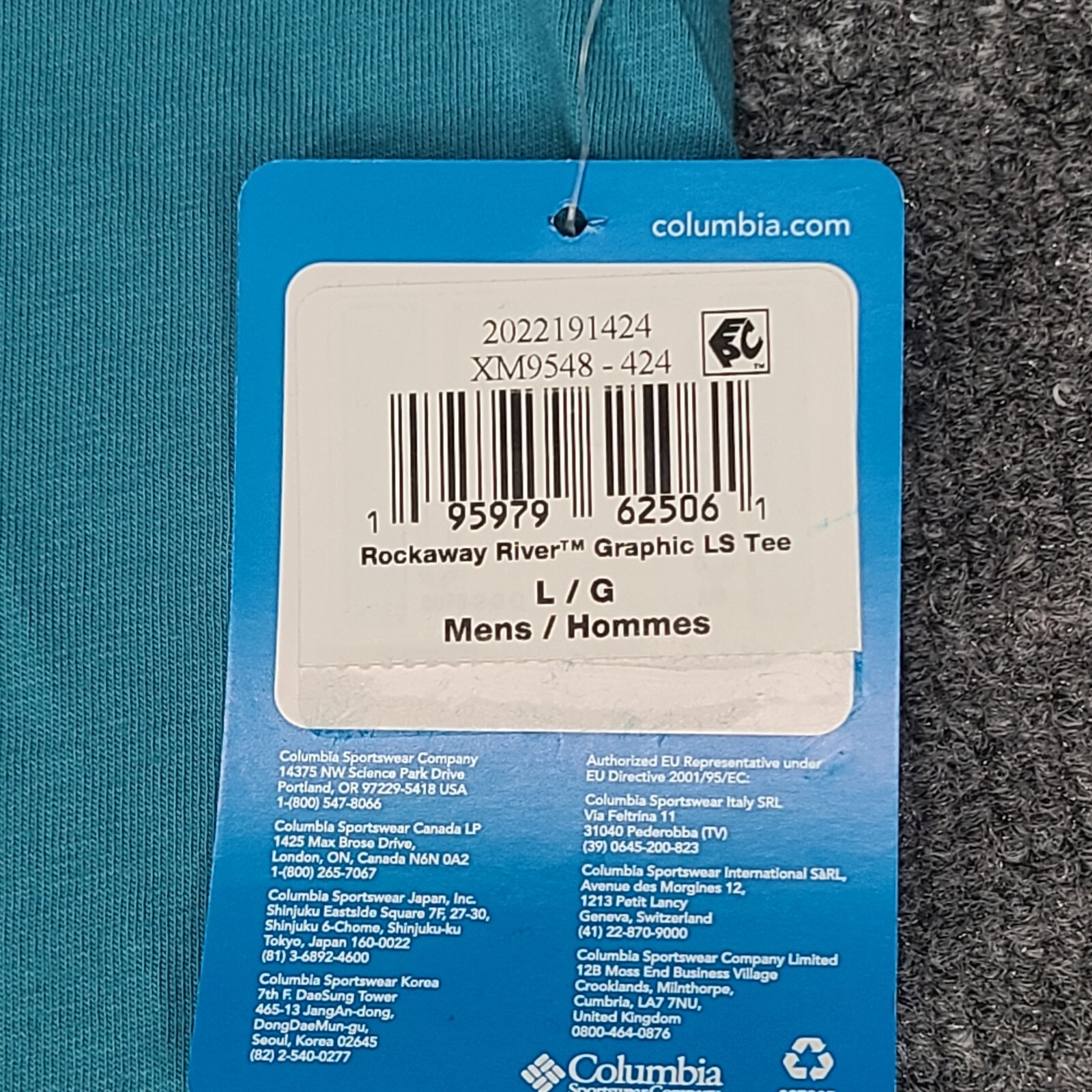 Columbia Shirt Mens Large Blue Teal Longsleeve Lightweight Outdoor New 94