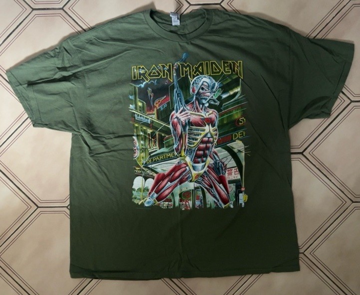 Iron Maiden Somewhere On Tour 86/87 T Shirt Olive Green 2XL Official Band Tee