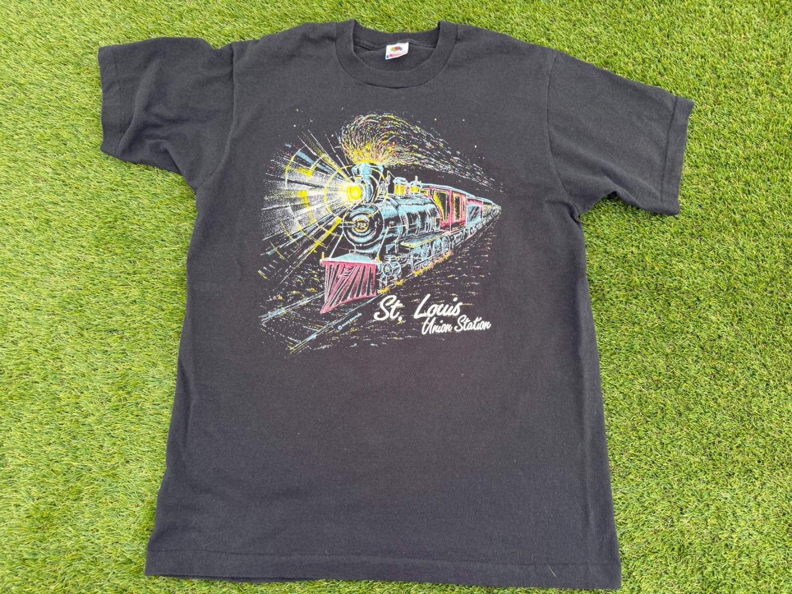 Vintage 80s St. Louis Union Station Train Travel Tee Single Stitch T-shirt Large