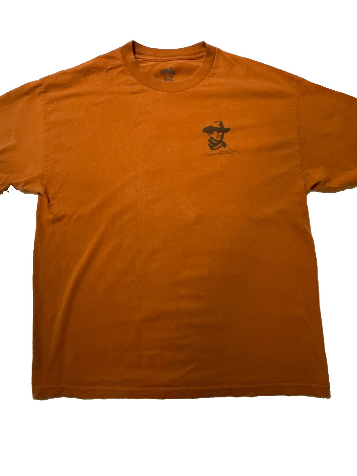 John Wayne Mens XL Shirt Cowboy Western Logo Burnt Orange Printed Tee