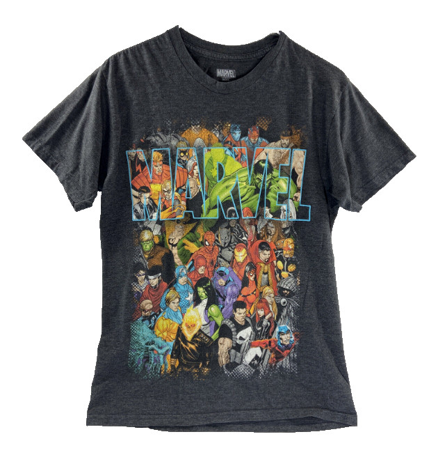 Marvel Men’s T-Shirt Superheroes Group Graphic Tee Short Sleeve Shirt Gray NWT
