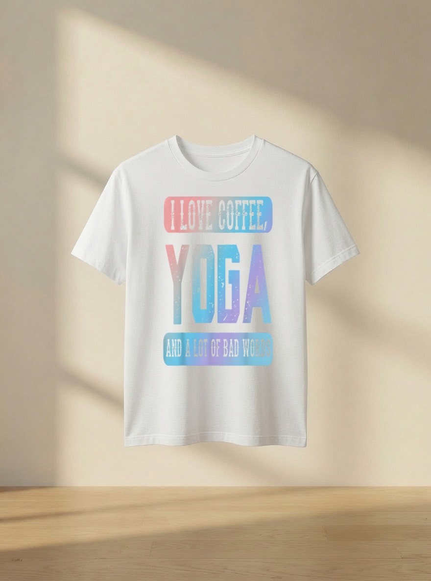I Love Coffee Yoga and Bad Words Funny Sarcastic Zen Saying T Shirt