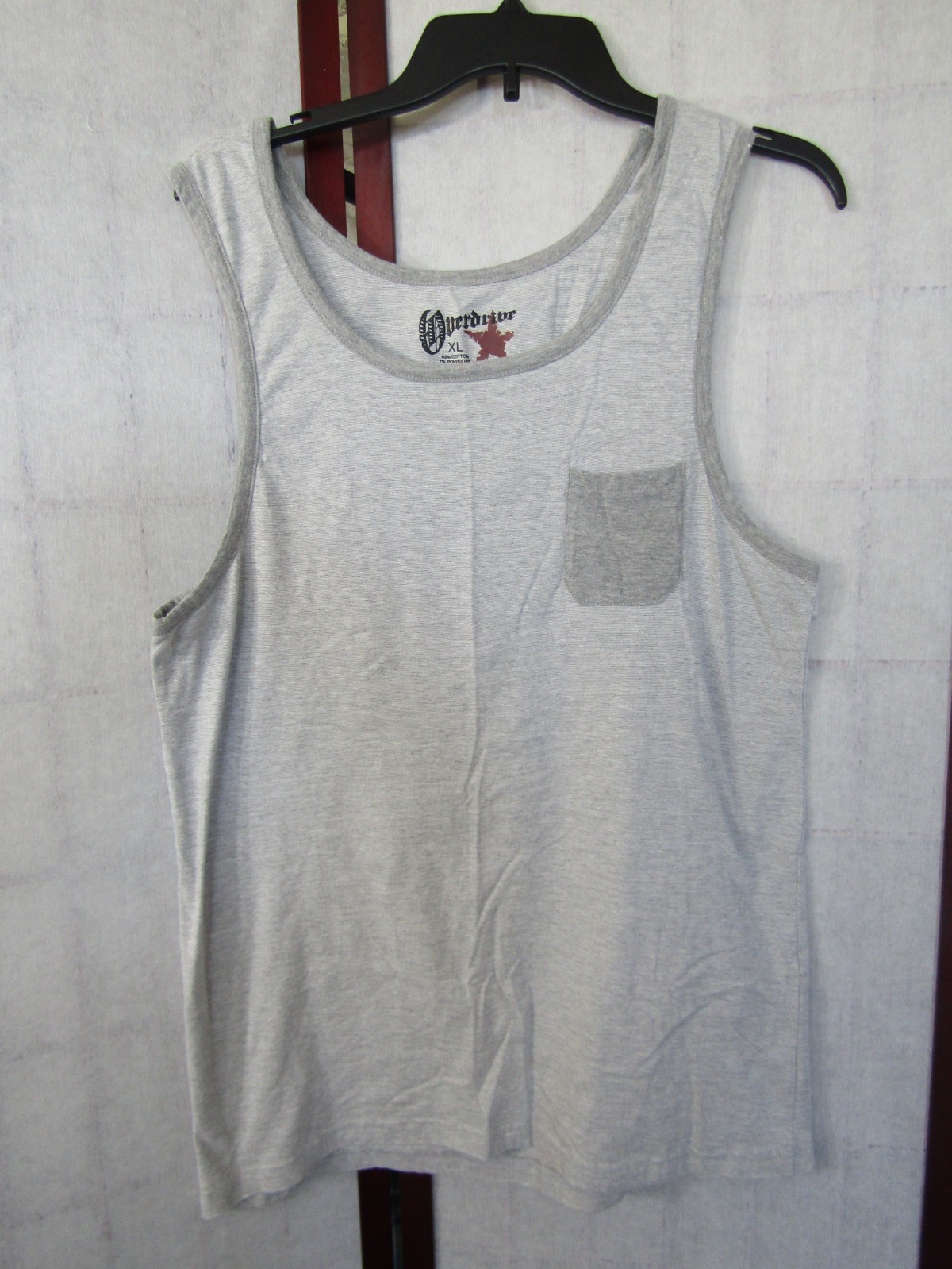 Overdrive Gray Pocket Tank Tee Cotton/Poly Blend T-Shirt Men’s Size XL