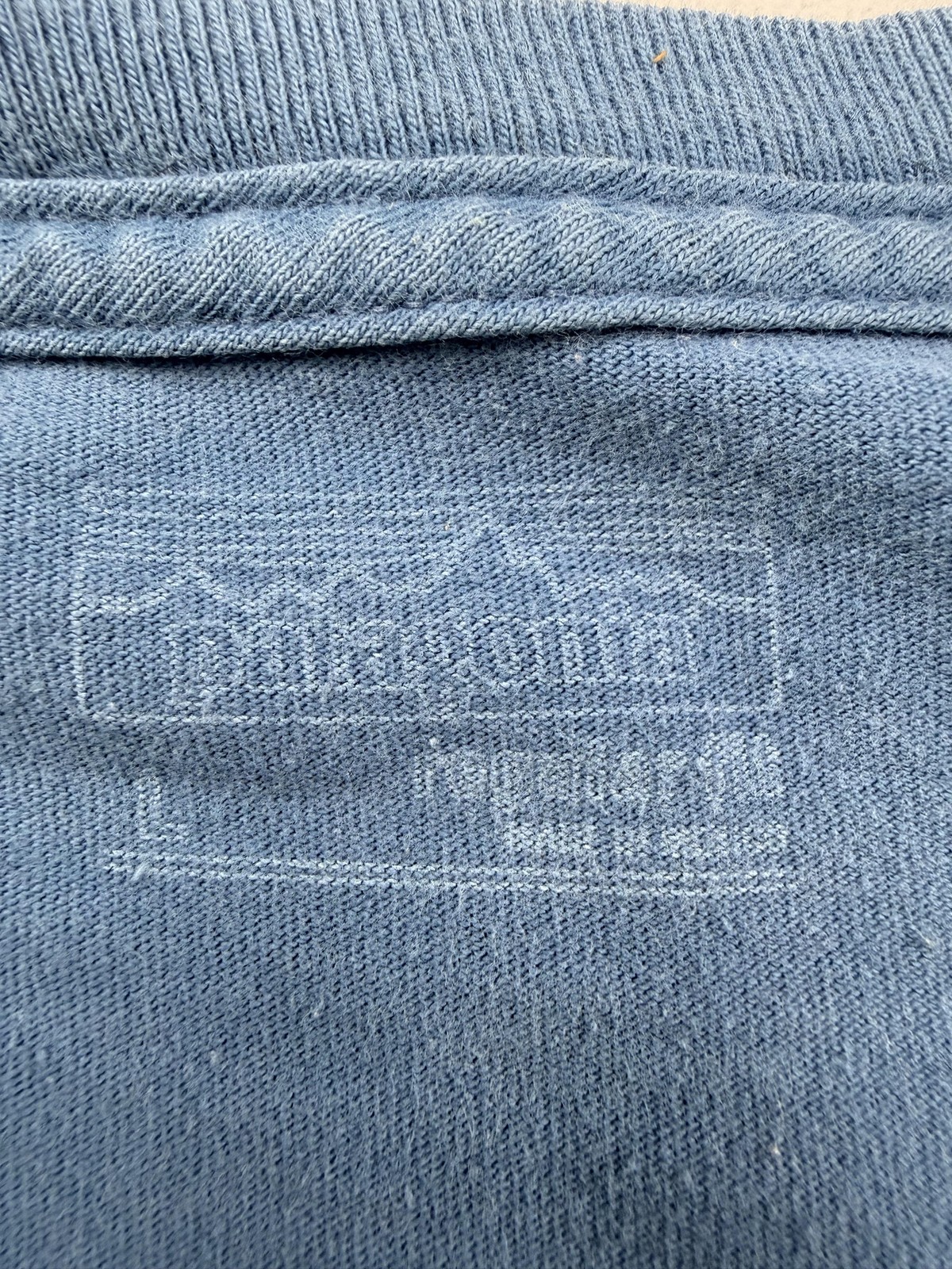 Patagonia Shirt Mens Large Blue Back Logo Graphic Tee Tagless Outdoor Hiking