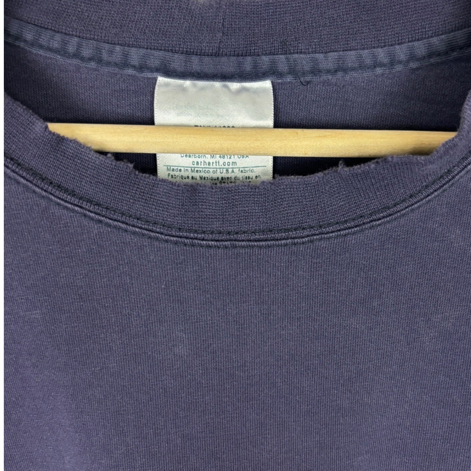 Carhartt FR Flame Resistant Long Sleeve Pocket T-Shirt Navy Blue Distressed Mens