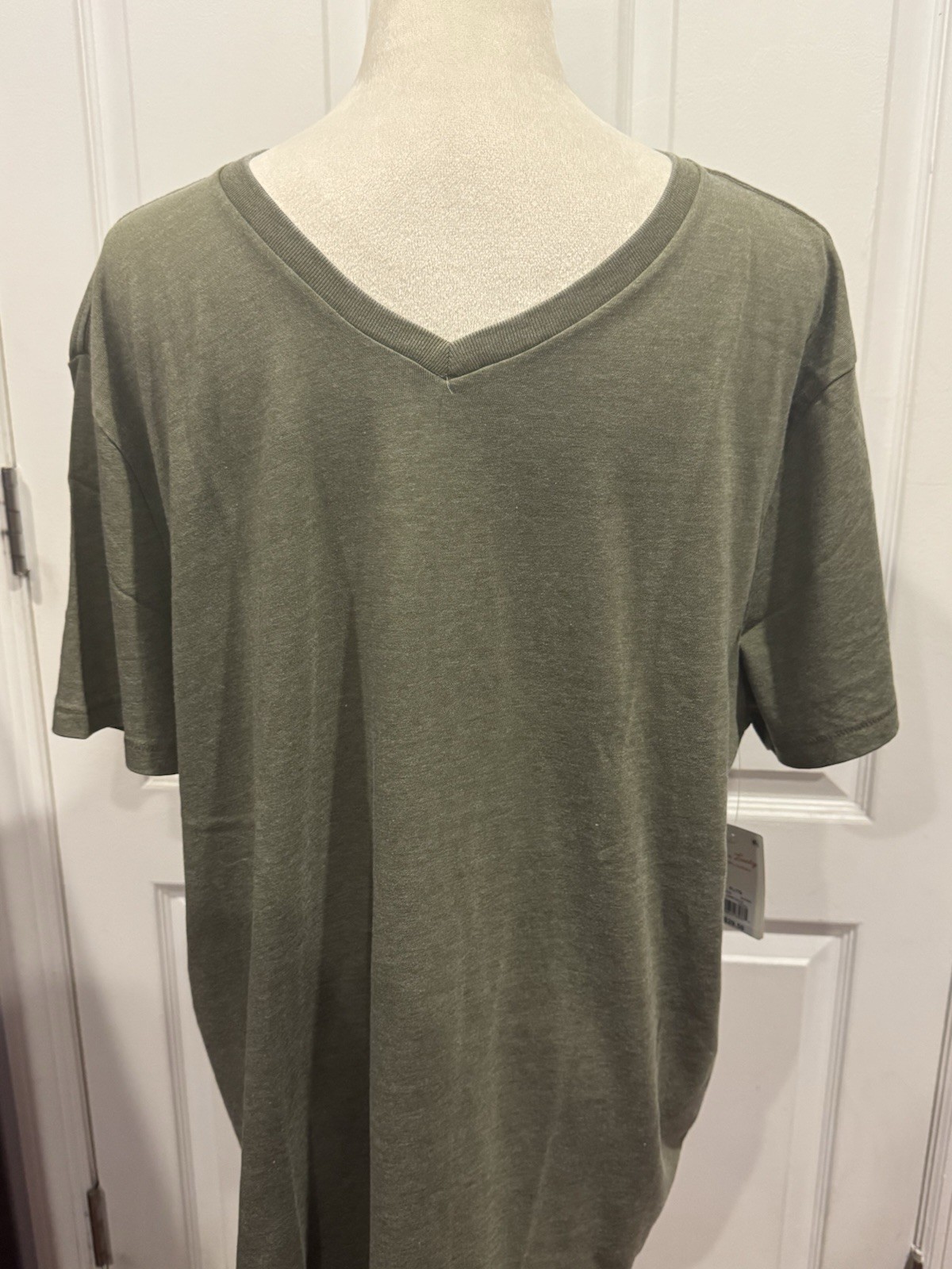 Lucky Brand Venice XL Burnout T Shirt Men V Neck Short Sleeve Olive Green
