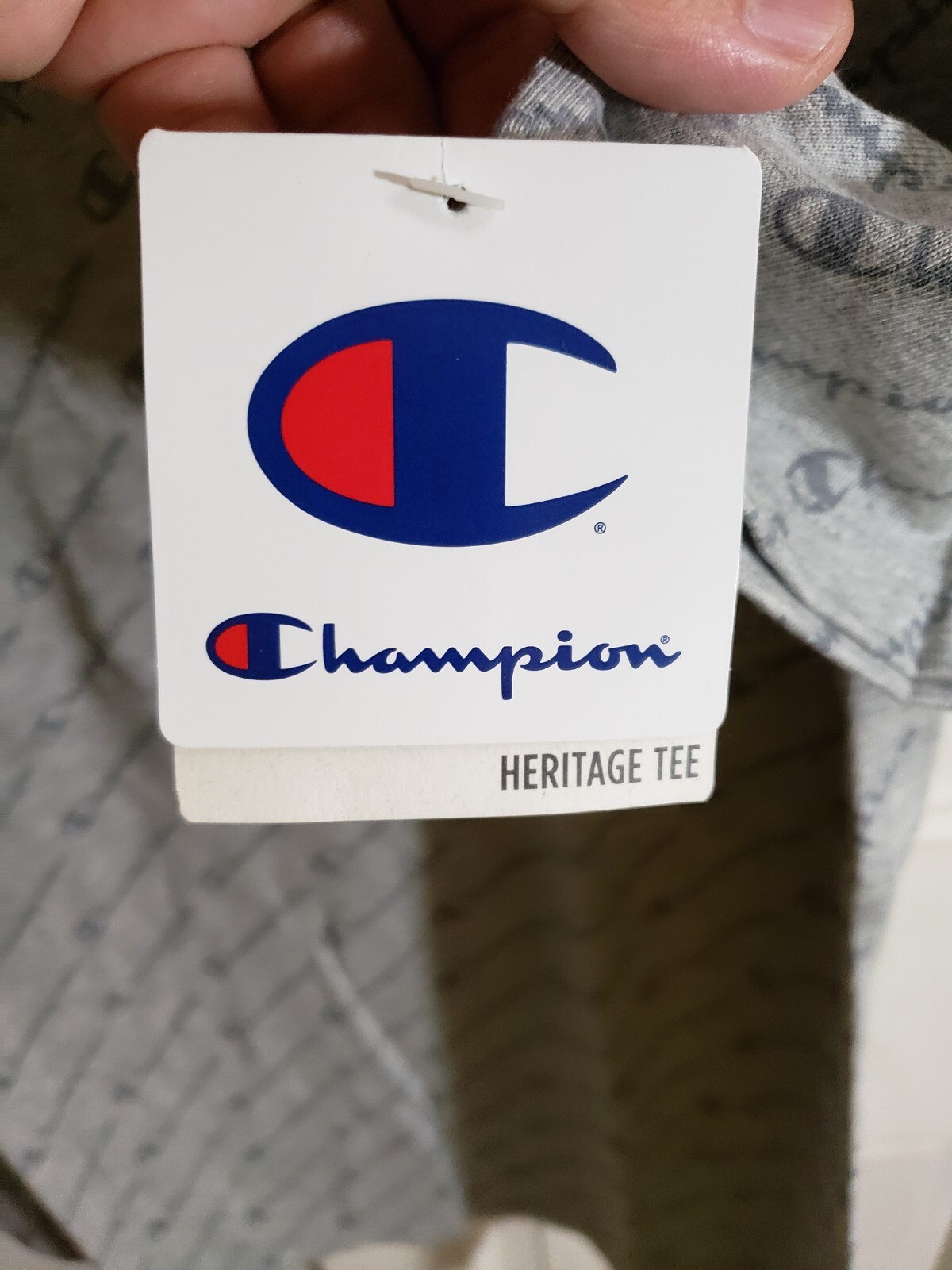 Champion Spellout Diagonal Heritage Athletic Apparel Shirt Gray Mens L NWT grey