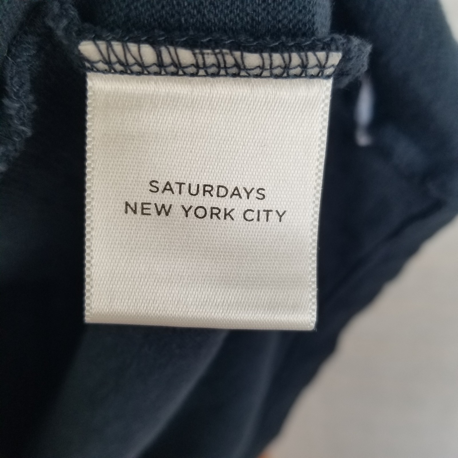 Saturdays NYC T-Shirt Men’s Large Cotton Linen Blend Pocket Dark Blue