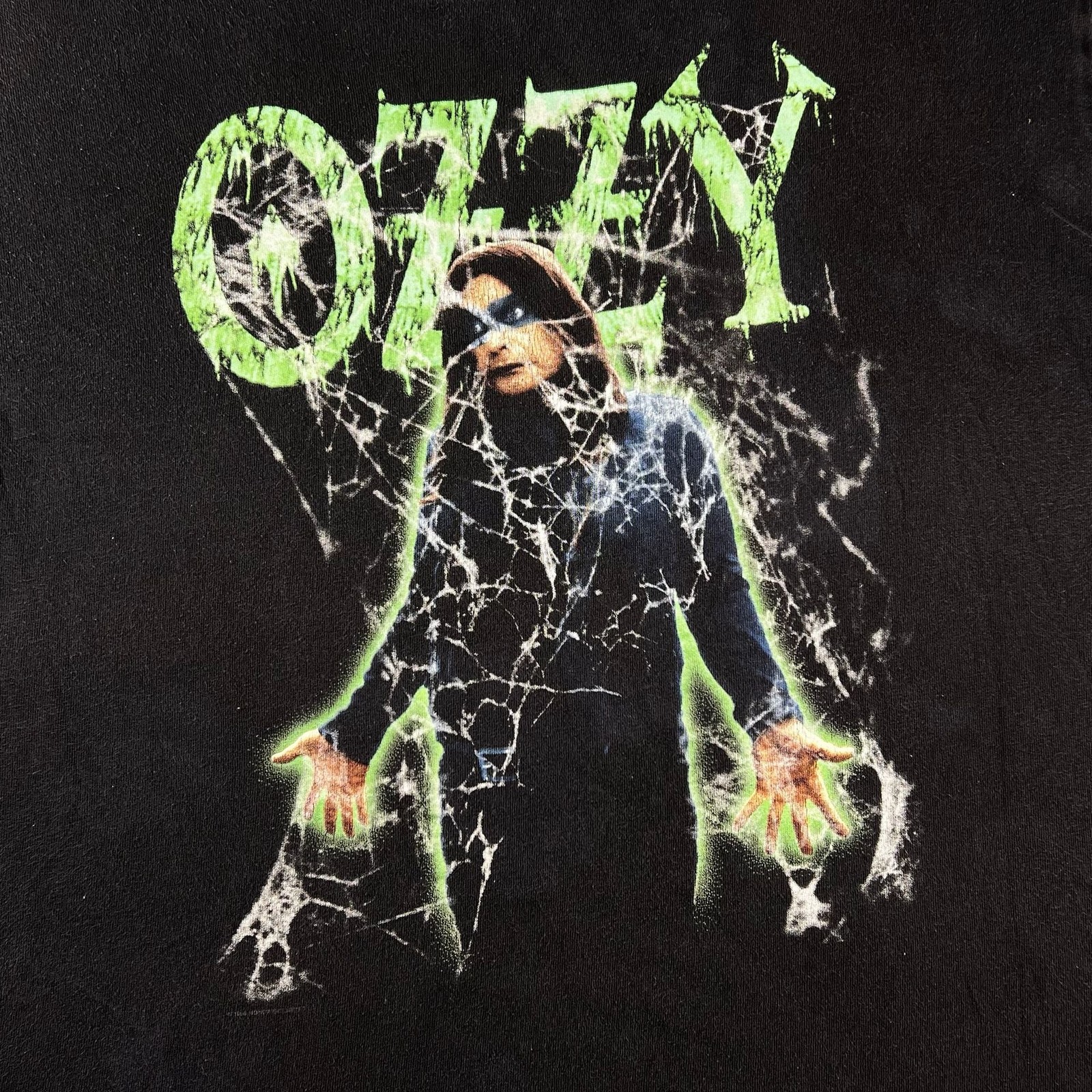 Vintage 1998 Ozzy Osbourne Glow in the Dark Spiderweb Faded Black T-Shirt