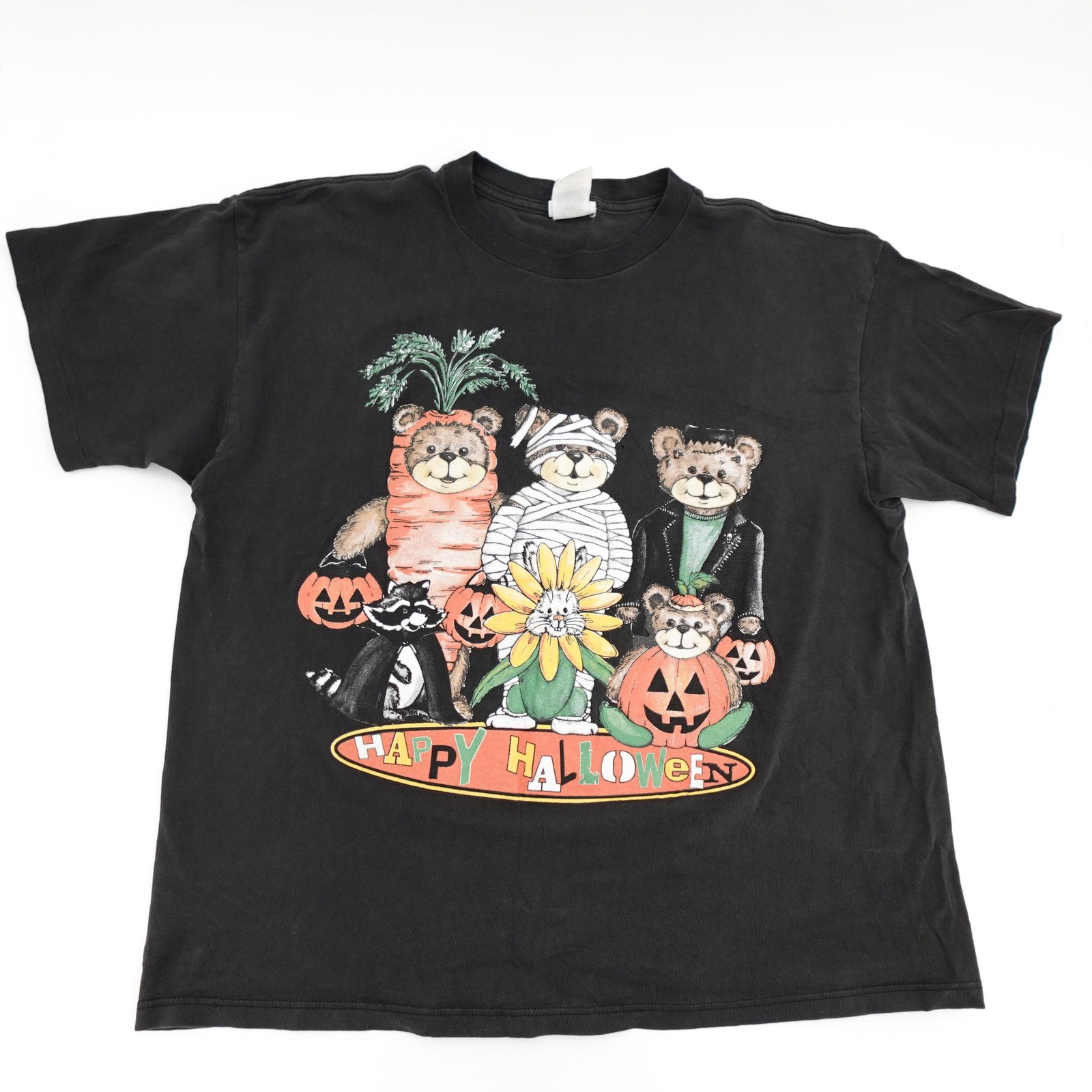Vintage Halloween Teddy Bears Shirt Mens Large Black Single Stitch Graphic