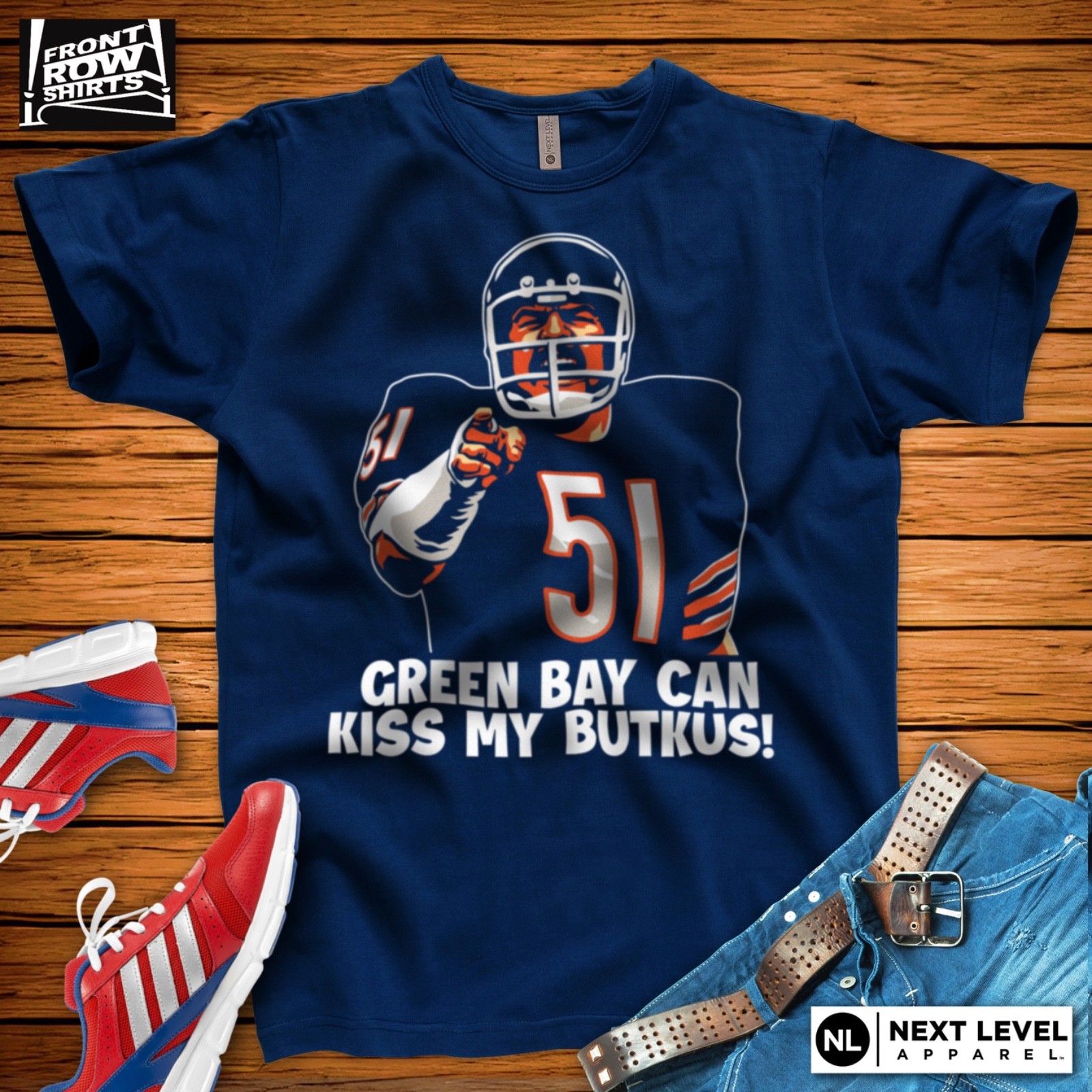 CHICAGO FOOTBALL DICK BUTKUS “GREEN BAY CAN KISS MY BUTKUS” T-SHIRT