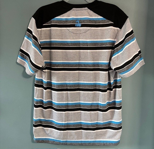 Denim & Rivets Men’s XL Striped Short Sleeve Shirt Black Yoke 2 Button Placket