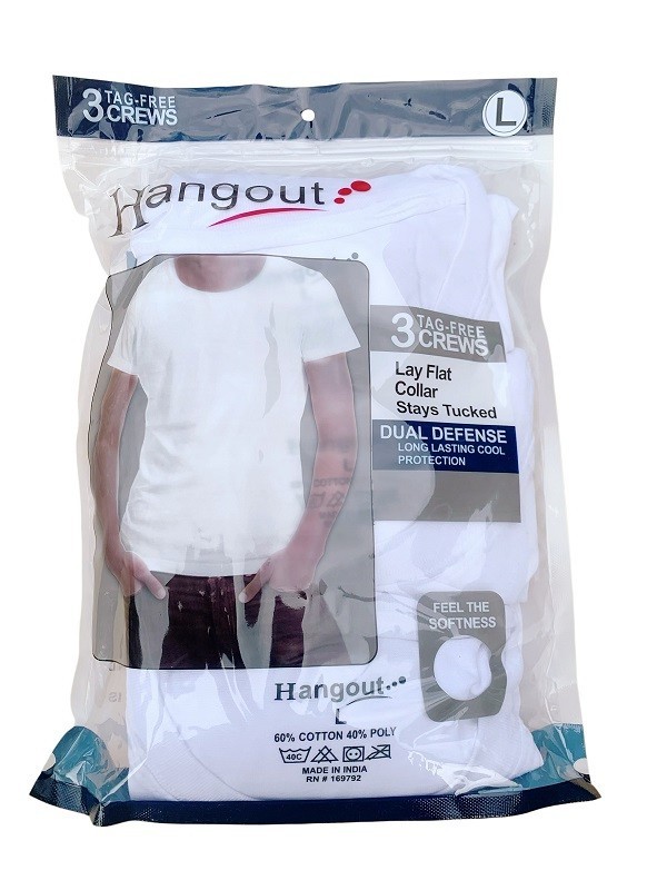 Men’s 6-Pack White Crew-Neck T-SHIRTS ” TAGLESS-COTTON”