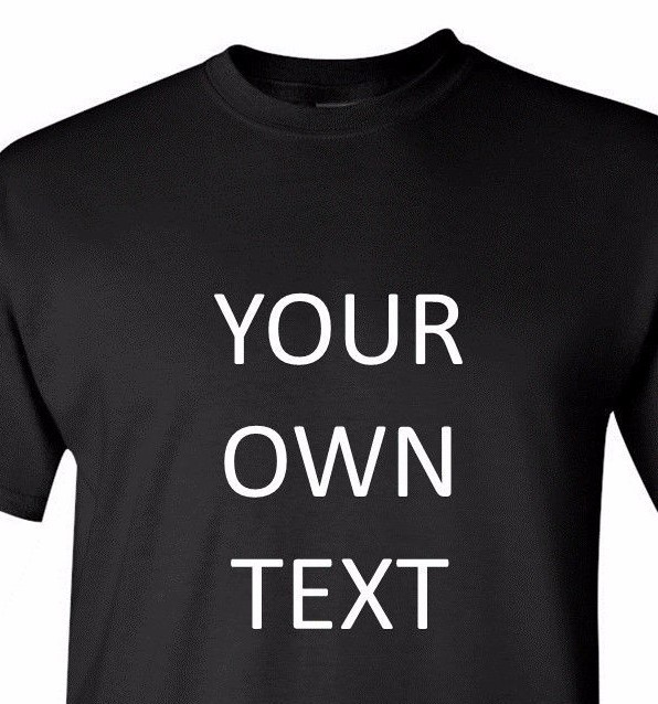 Own Text T Shirt Message Business Name Personalized Customized Gift Front & Back