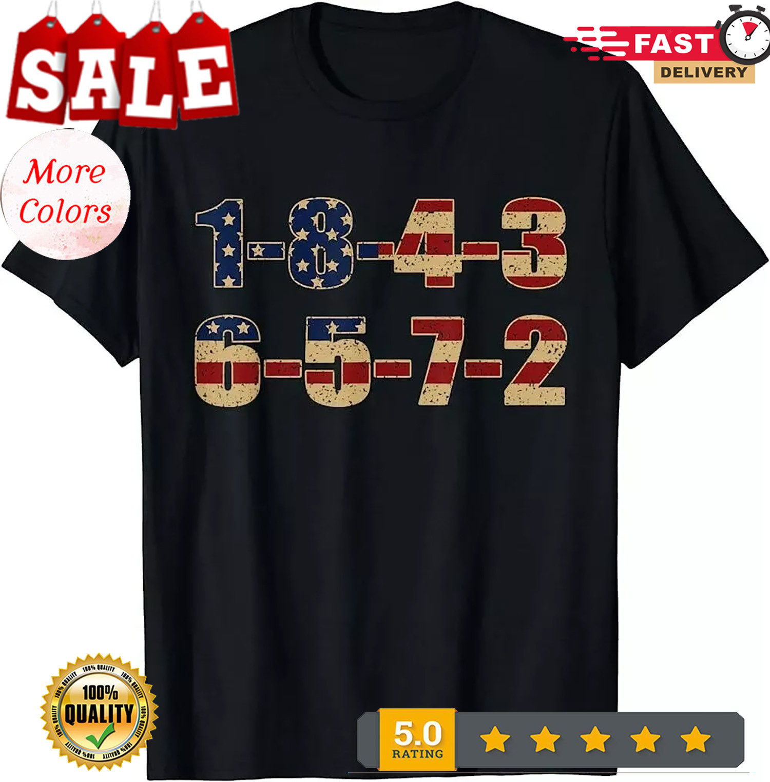 2025/USA Flag 18436572 Firing Order Small Block Engine V8 Block T-Shirt