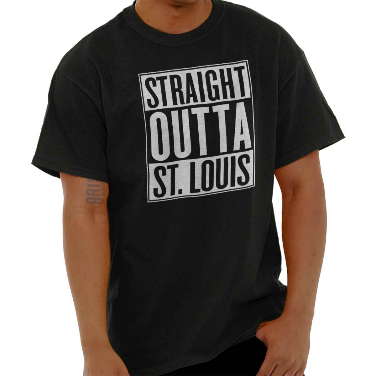 Straight Outta St Louis Missouri Sourvenir Womens or Mens Crewneck T Shirt Tee