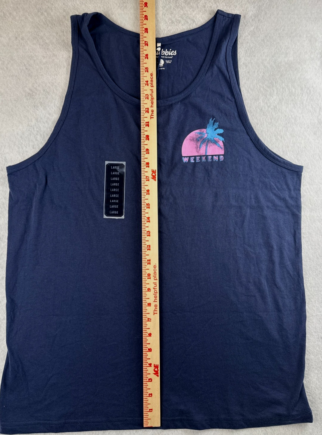 Chubbies Weekend Tank Top Mens Large Navy Palm Tree Graphic Beach Casual NWT