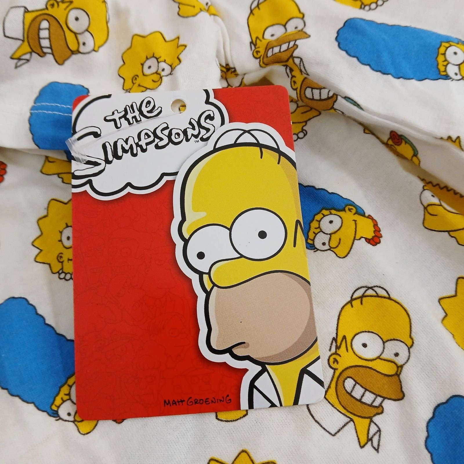 The Simpsons All Over Novelty Character Print White Graphic T-Shirt Small NEW