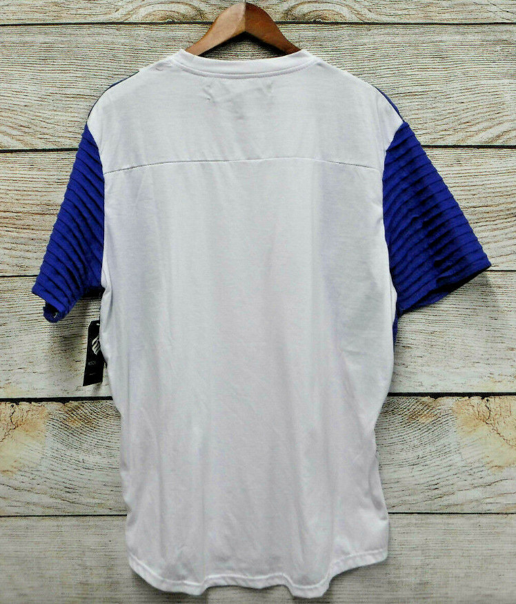 Rocawear Shirt Mens Size XL White & Blue Pleated Moto Zipper Accent Shirt New